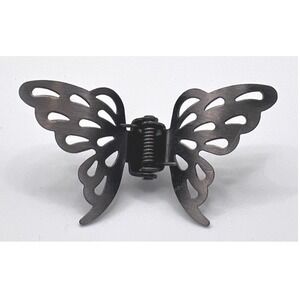 Butterfly Hair Clip Gray Metal Cutout Vintage Style Claw Clip